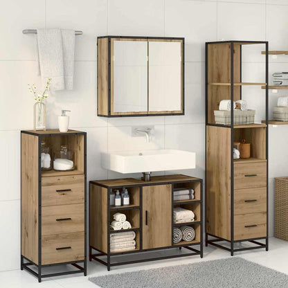 Badezimmermöbel-Set 3 stk. Artisan-Eiche 80 x 33 x 60 cm