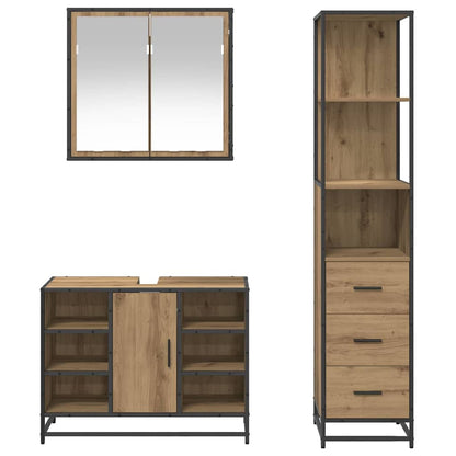 Badezimmermöbel-Set 3 stk. Artisan-Eiche 80 x 33 x 60 cm