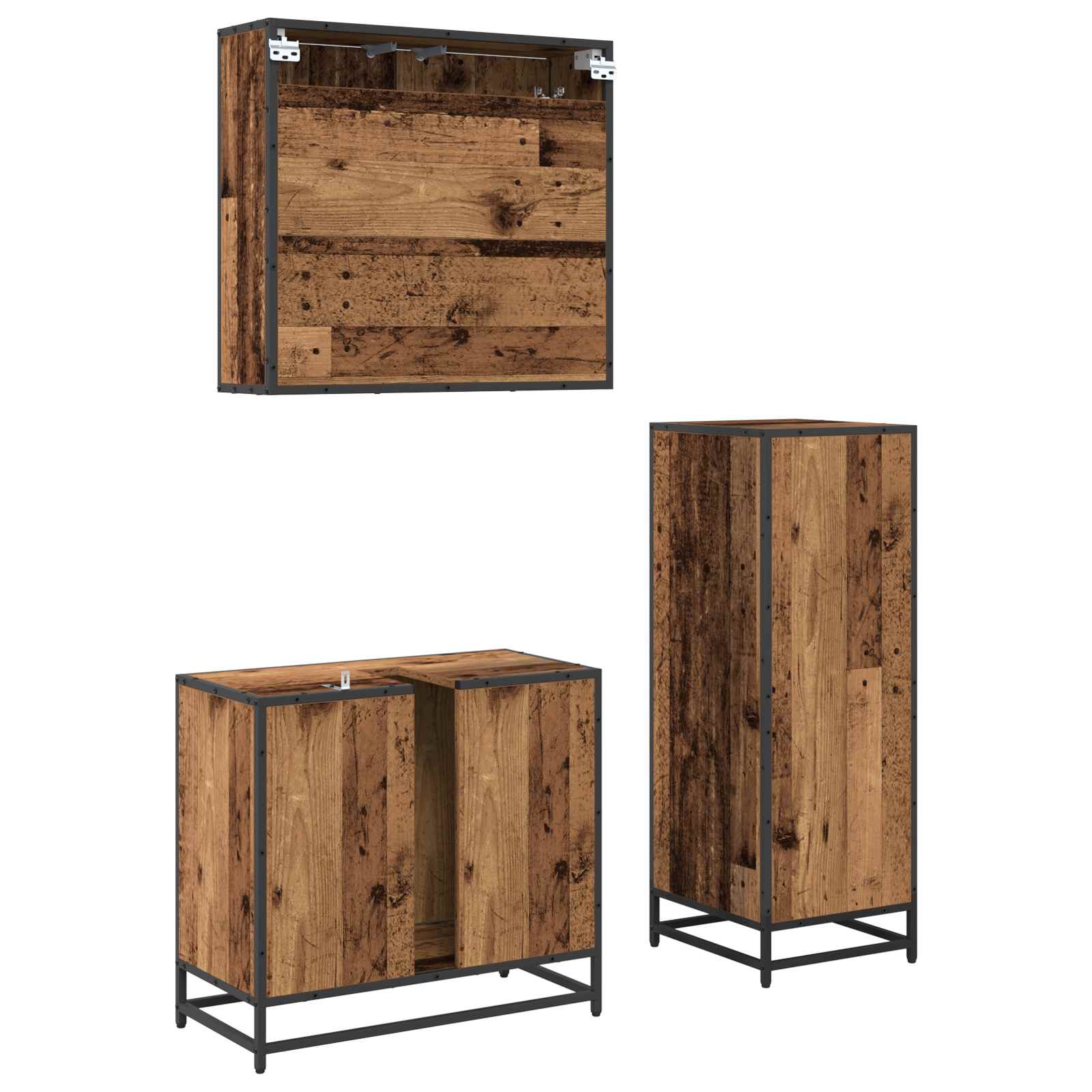 Badezimmermöbel-Set 3 stk. Altholz 35 x 37,5 x 100 cm