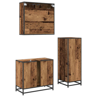 Badezimmermöbel-Set 3 stk. Altholz 35 x 37,5 x 100 cm