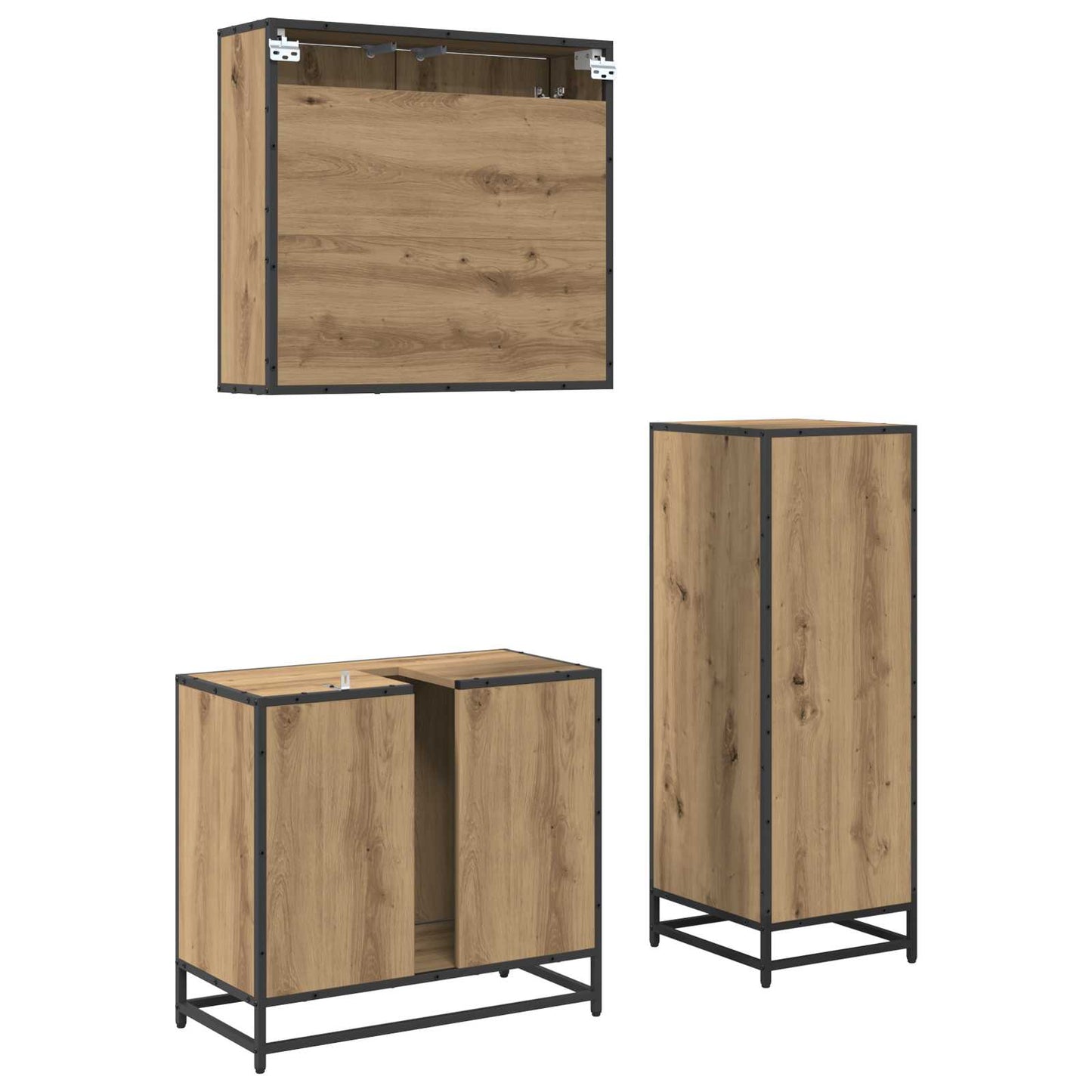 Badezimmermöbel-Set 3 stk. Artisan-Eiche 35 x 37,5 x 100 cm