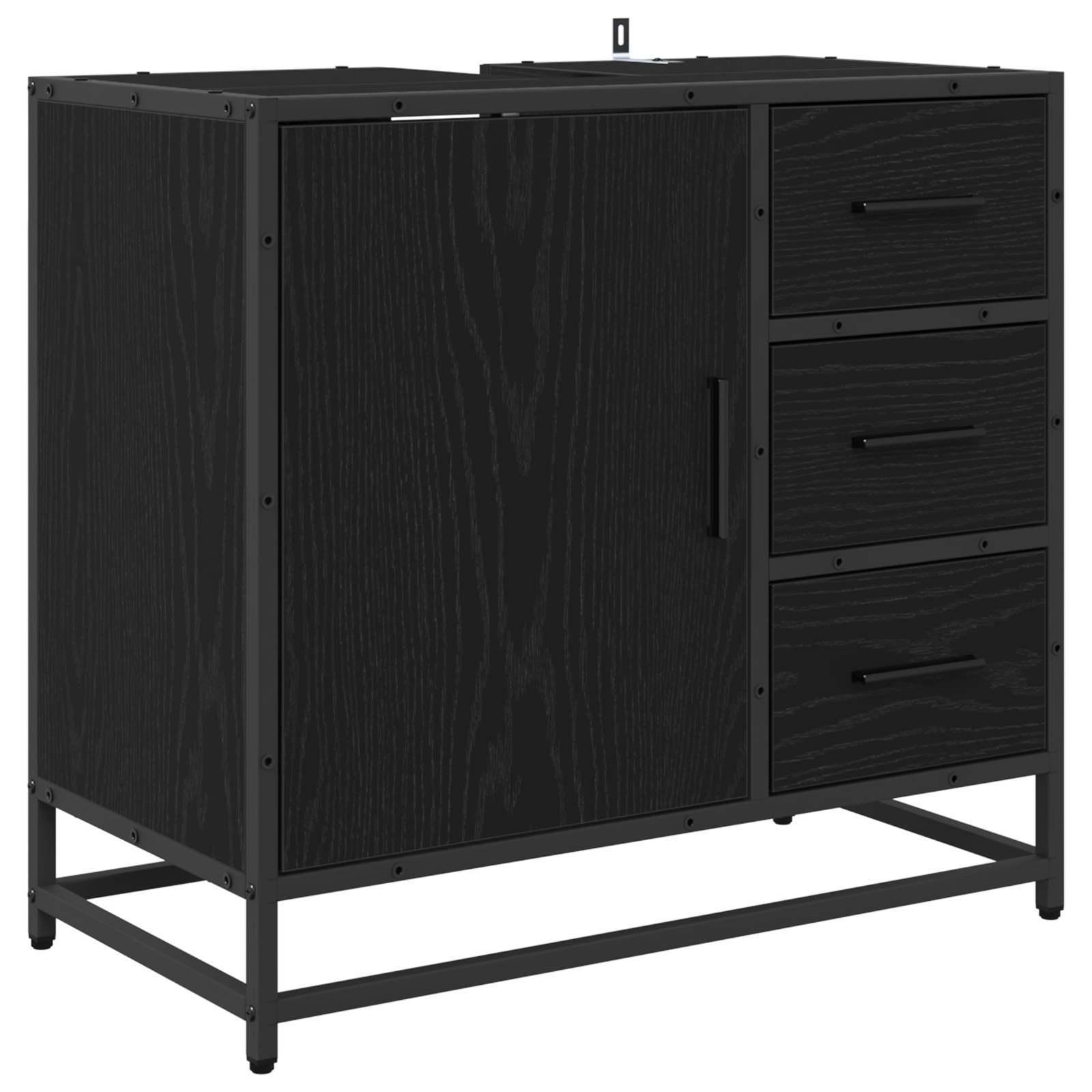 Badezimmermöbel-Set 3 stk. Schwarz Eichen-Optik