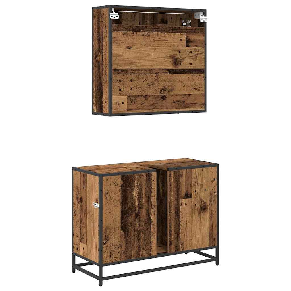 Badezimmermöbel-Set 2 stk. Altholz 80 x 33 x 60 cm