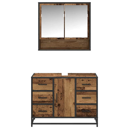 Badezimmermöbel-Set 2 stk. Altholz 80 x 33 x 60 cm