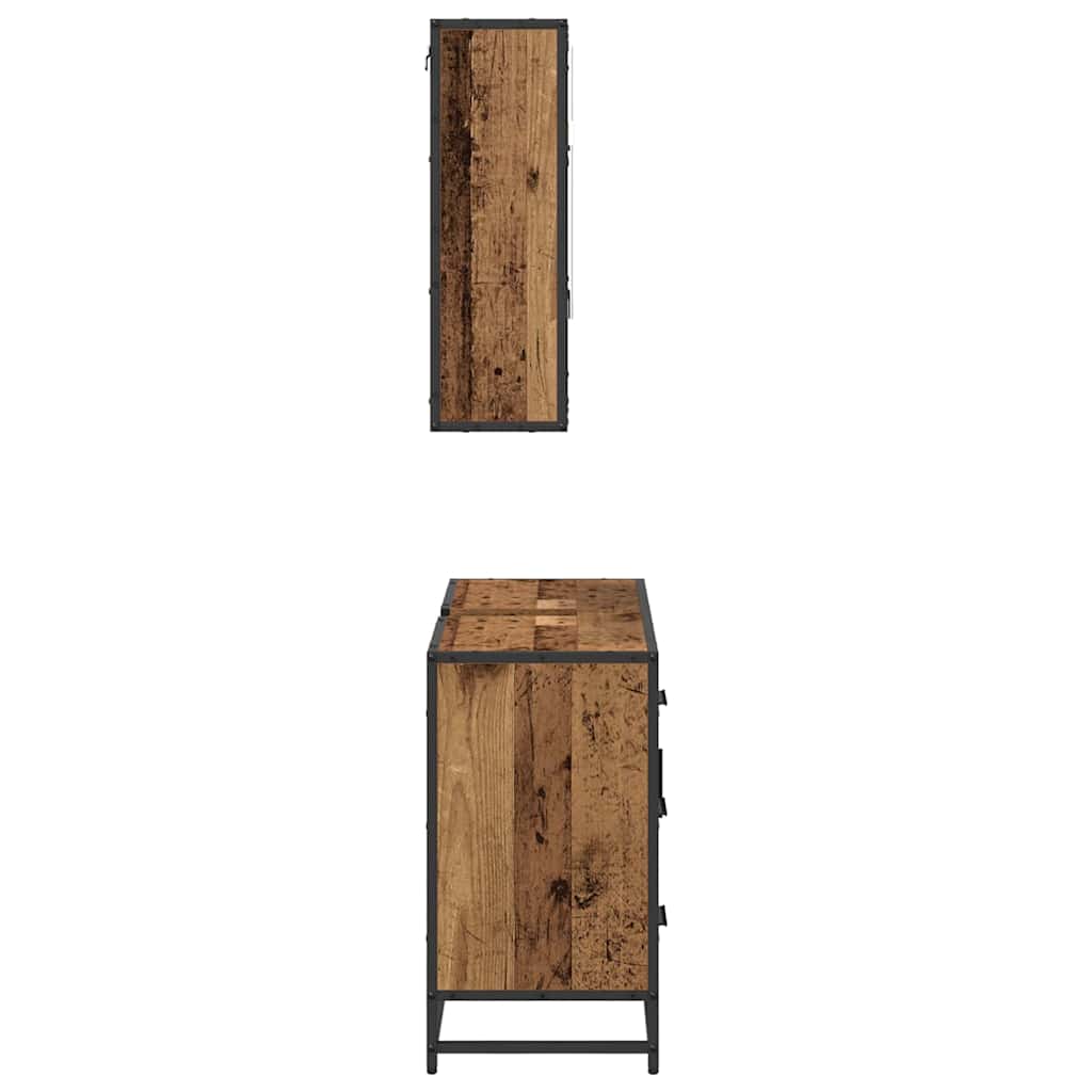 Badezimmermöbel-Set 2 stk. Altholz 80 x 33 x 60 cm