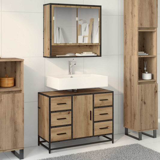 Badezimmermöbel-Set 2 stk. Artisan-Eiche 80 x 33 x 60 cm