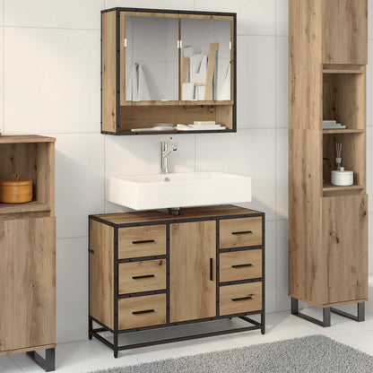 Badezimmermöbel-Set 2 stk. Artisan-Eiche 80 x 33 x 60 cm