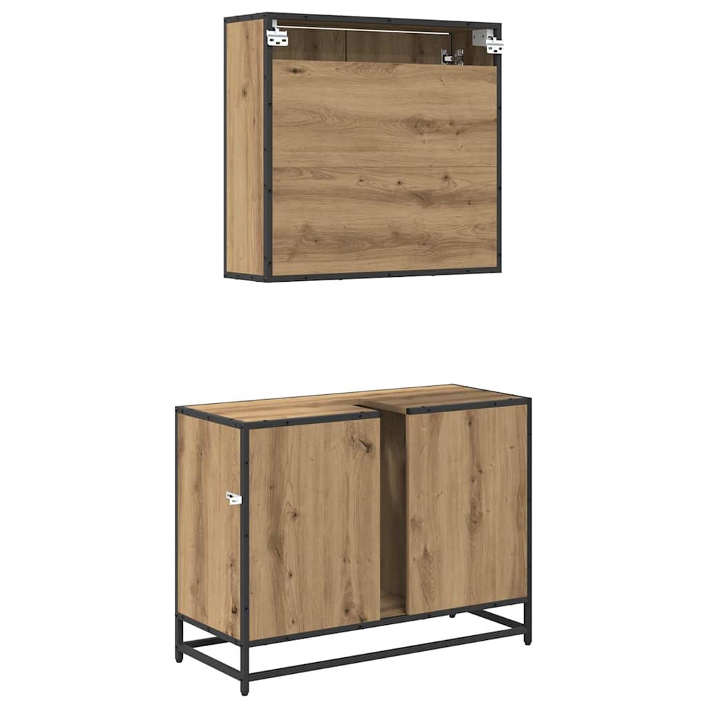 Badezimmermöbel-Set 2 stk. Artisan-Eiche 80 x 33 x 60 cm