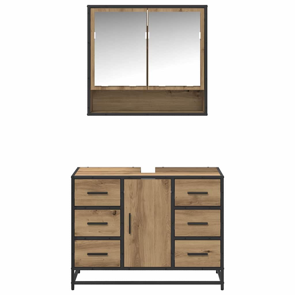 Badezimmermöbel-Set 2 stk. Artisan-Eiche 80 x 33 x 60 cm