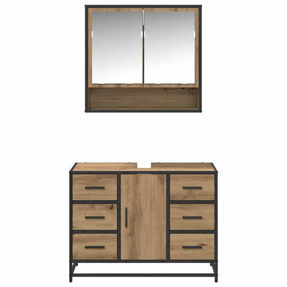 Badezimmermöbel-Set 2 stk. Artisan-Eiche 80 x 33 x 60 cm