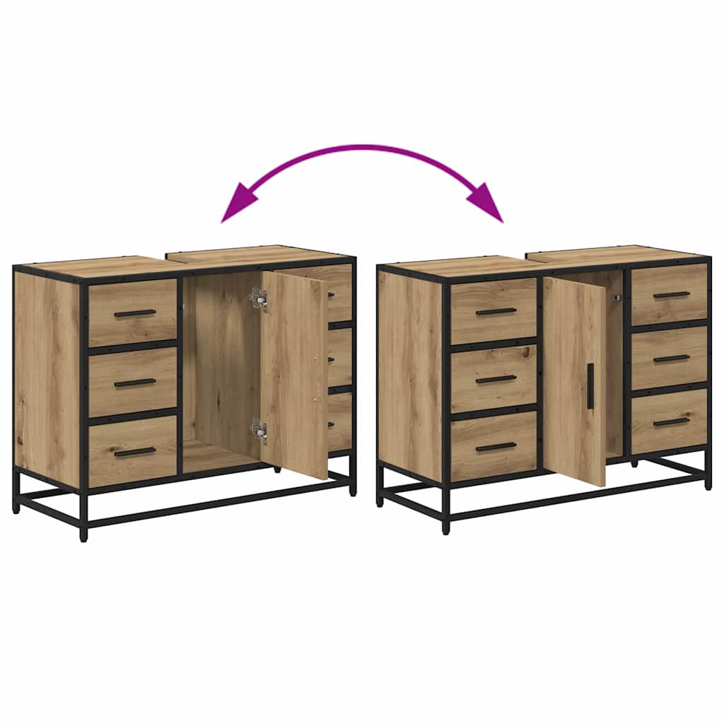Badezimmermöbel-Set 2 stk. Artisan-Eiche 80 x 33 x 60 cm