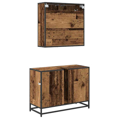 Badezimmermöbel-Set 2 stk. Altholz 80 x 33 x 60 cm