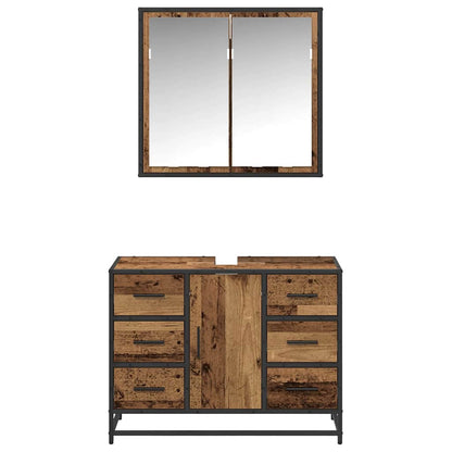 Badezimmermöbel-Set 2 stk. Altholz 80 x 33 x 60 cm