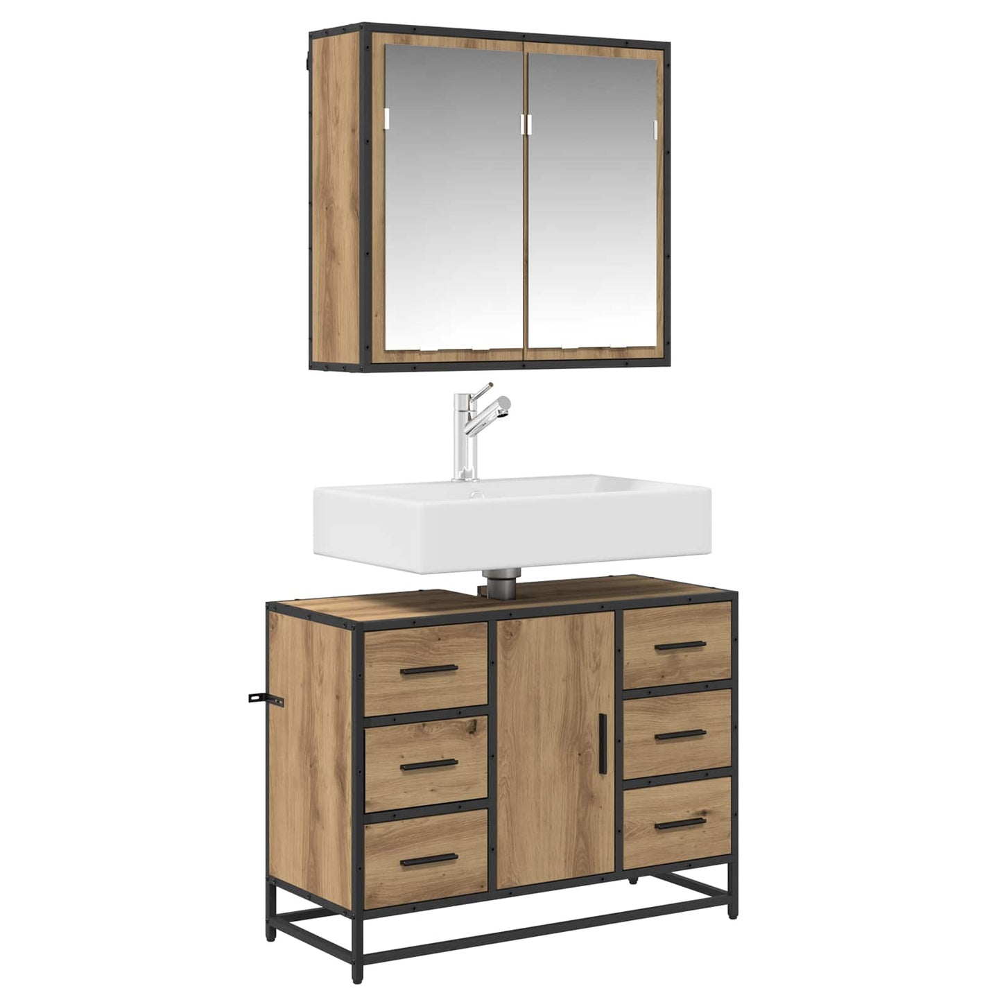 Badezimmermöbel-Set 2 stk. Artisan-Eiche 80 x 33 x 60 cm