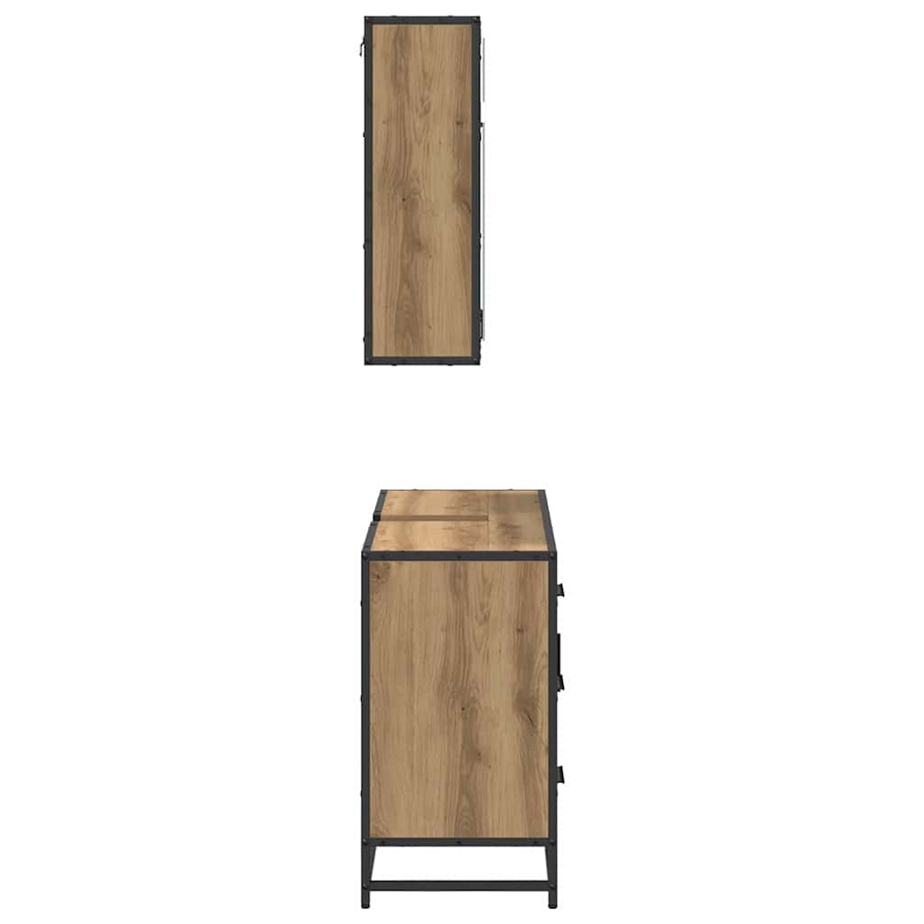 Badezimmermöbel-Set 2 stk. Artisan-Eiche 80 x 33 x 60 cm