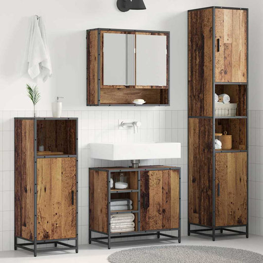 Badezimmermöbel-Set 3 stk. Altholz 35 x 37,5 x 188,5 cm
