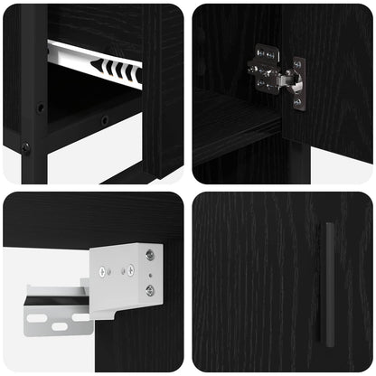 Badezimmermöbel-Set 3 stk. Schwarz Eichen-Optik 65 x 33 x 60 cm