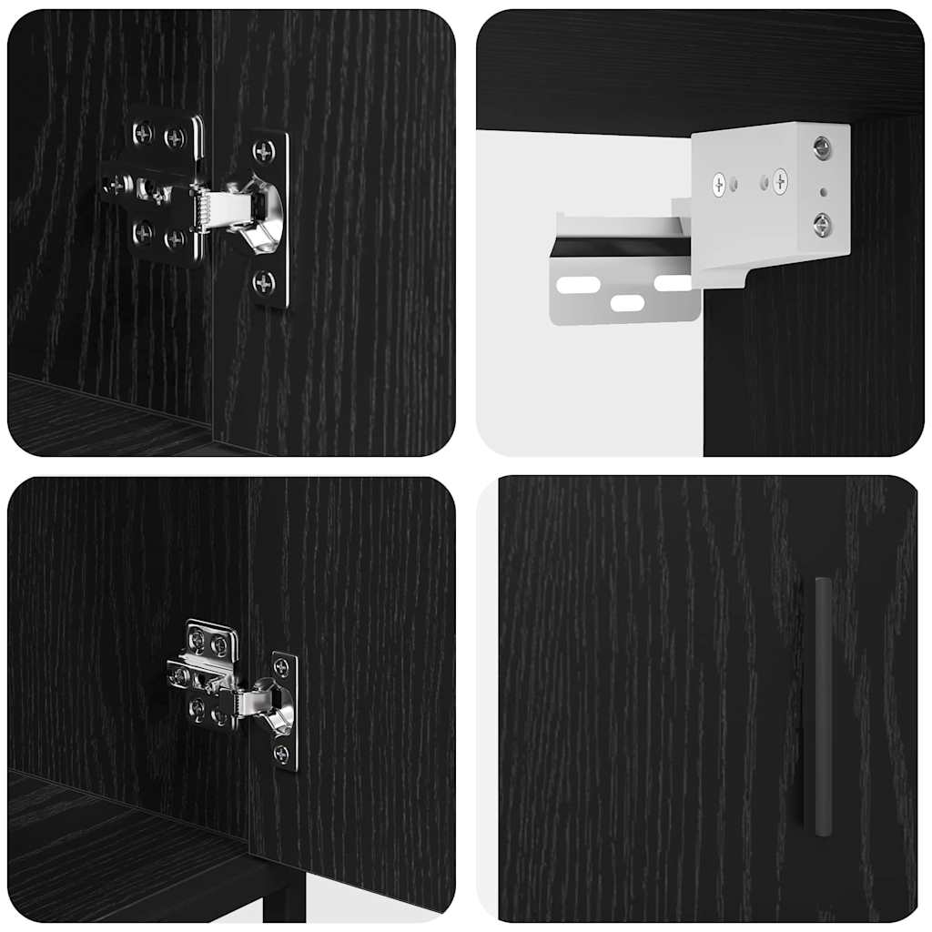 Badezimmermöbel-Set 3 stk. Schwarz Eichen-Optik 65 x 33 x 60 cm