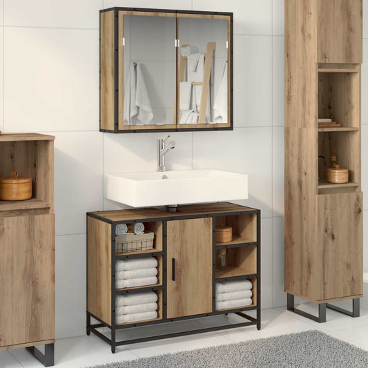 Badezimmermöbel-Set 2 stk. Artisan-Eiche 80 x 33 x 60 cm