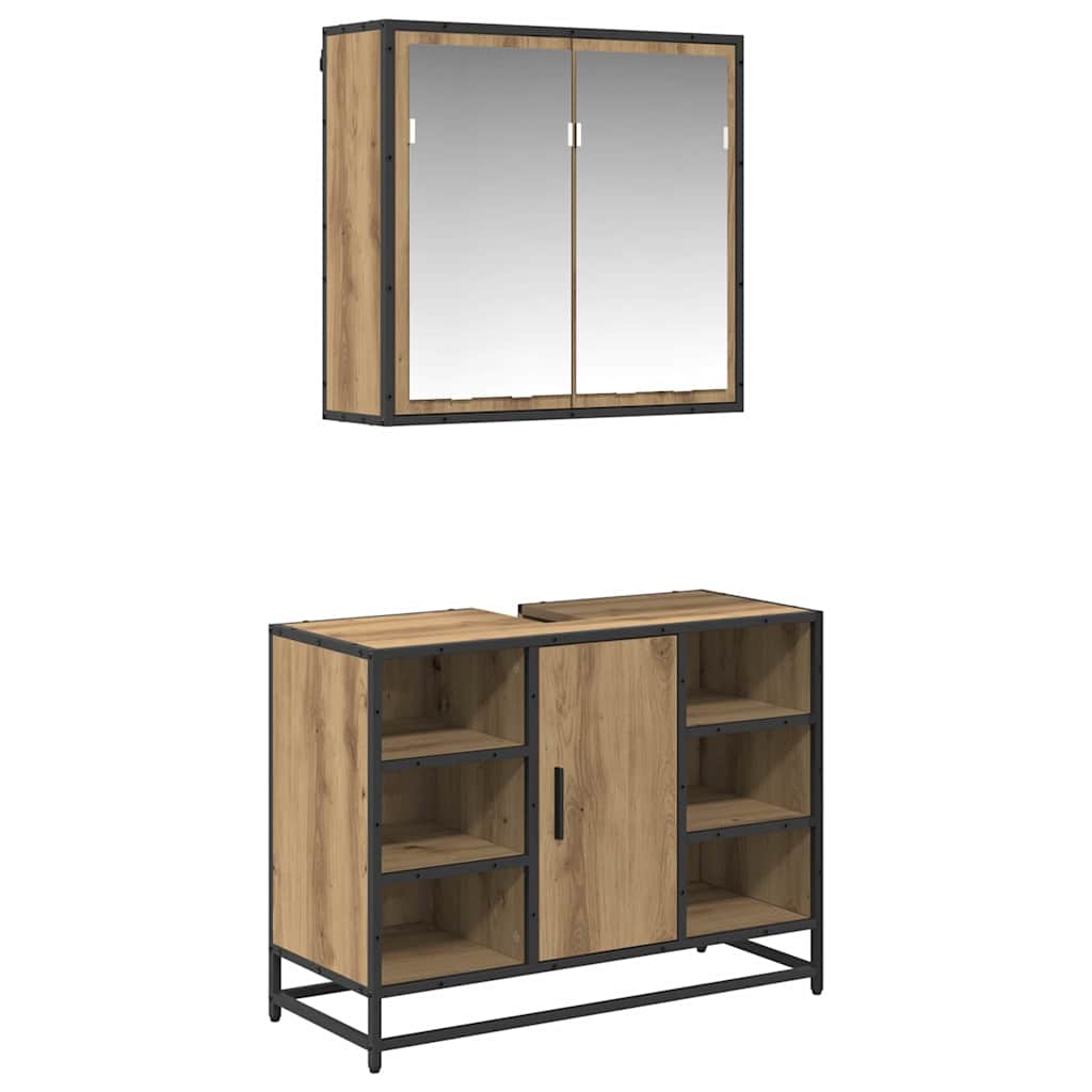 Badezimmermöbel-Set 2 stk. Artisan-Eiche 80 x 33 x 60 cm