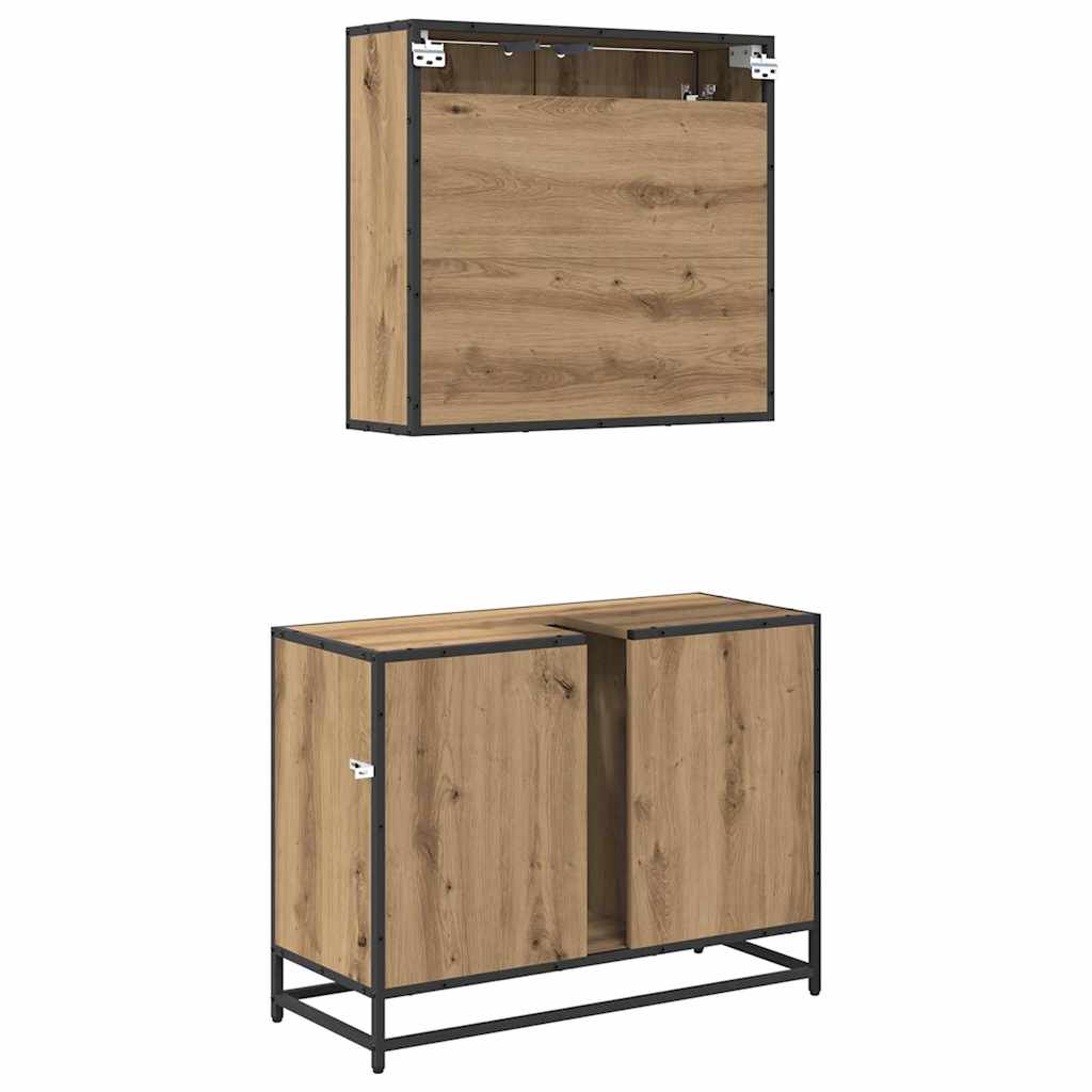 Badezimmermöbel-Set 2 stk. Artisan-Eiche 80 x 33 x 60 cm