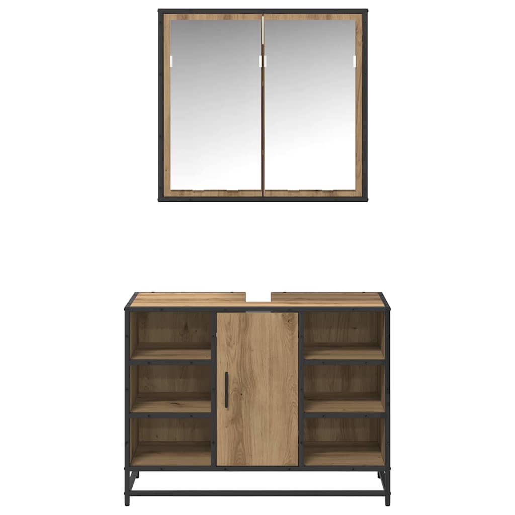 Badezimmermöbel-Set 2 stk. Artisan-Eiche 80 x 33 x 60 cm