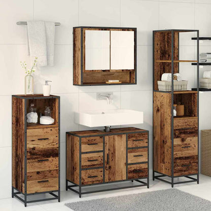 Badezimmermöbel-Set 4 stk. Altholz 80 x 33 x 60 cm