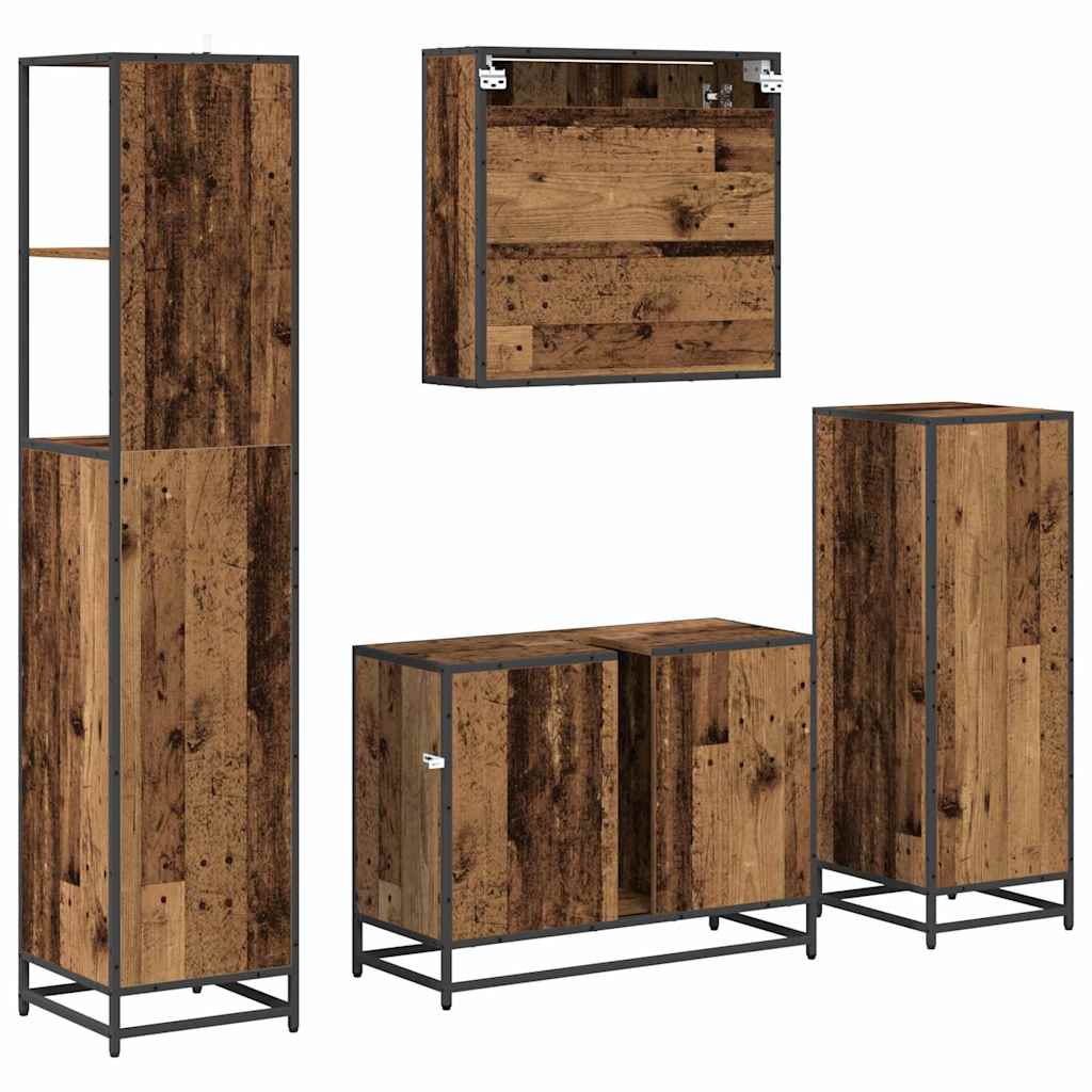 Badezimmermöbel-Set 4 stk. Altholz 80 x 33 x 60 cm