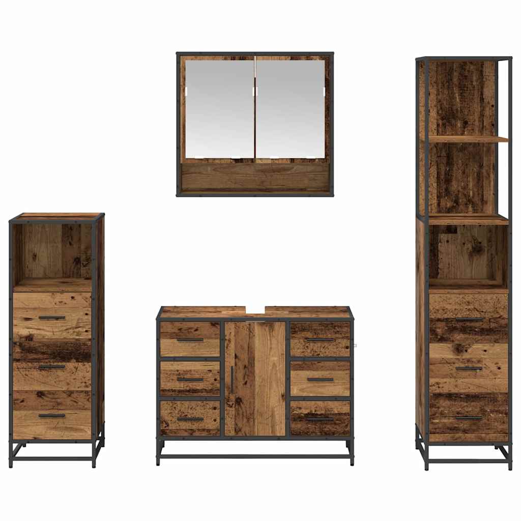 Badezimmermöbel-Set 4 stk. Altholz 80 x 33 x 60 cm