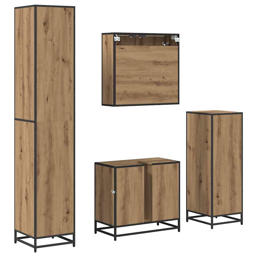 Badezimmermöbel-Set 4 Stk. Artisan-Eiche 80 x 33 x 60 cm