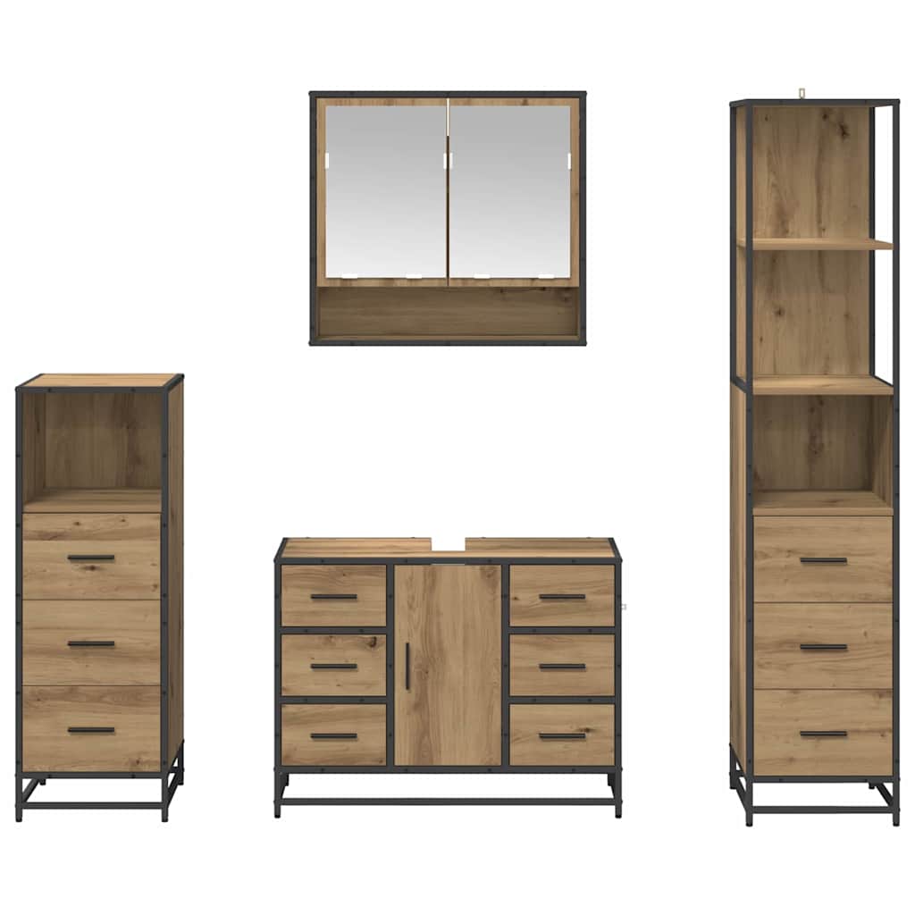 Badezimmermöbel-Set 4 Stk. Artisan-Eiche 80 x 33 x 60 cm