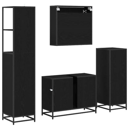 Badezimmermöbel-Set 4 stk. Schwarz Eichen-Optik 80 x 33 x 60 cm