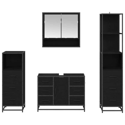 Badezimmermöbel-Set 4 stk. Schwarz Eichen-Optik 80 x 33 x 60 cm