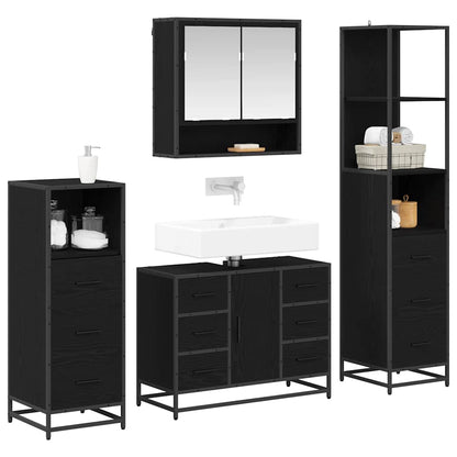 Badezimmermöbel-Set 4 stk. Schwarz Eichen-Optik 80 x 33 x 60 cm