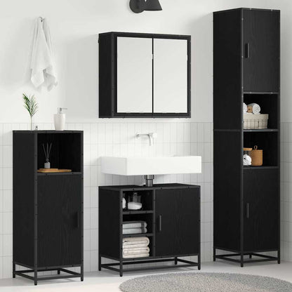 Badezimmermöbel-Set 4 stk. Schwarz Eichen-Optik 65 x 33 x 60 cm