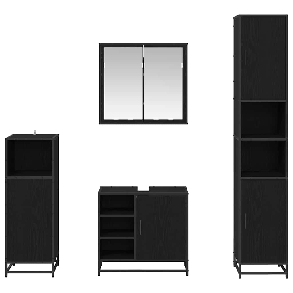 Badezimmermöbel-Set 4 stk. Schwarz Eichen-Optik 65 x 33 x 60 cm