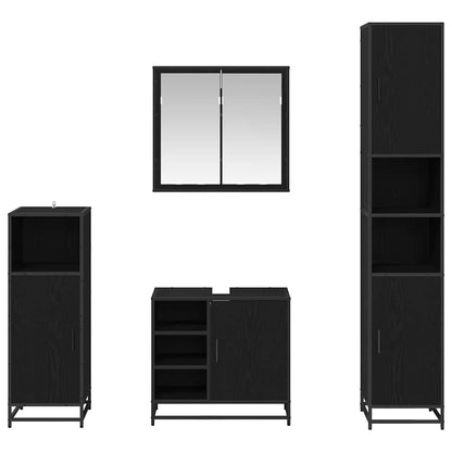 Badezimmermöbel-Set 4 stk. Schwarz Eichen-Optik 65 x 33 x 60 cm