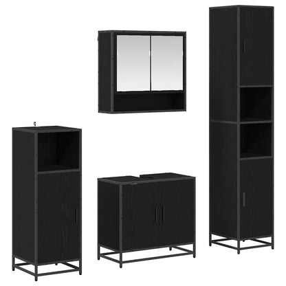 Badezimmermöbel-Set 4 stk. Schwarz Eichen-Optik