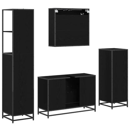 Badezimmermöbel-Set 4 stk. Schwarz Eichen-Optik 90 x 33 x 60 cm