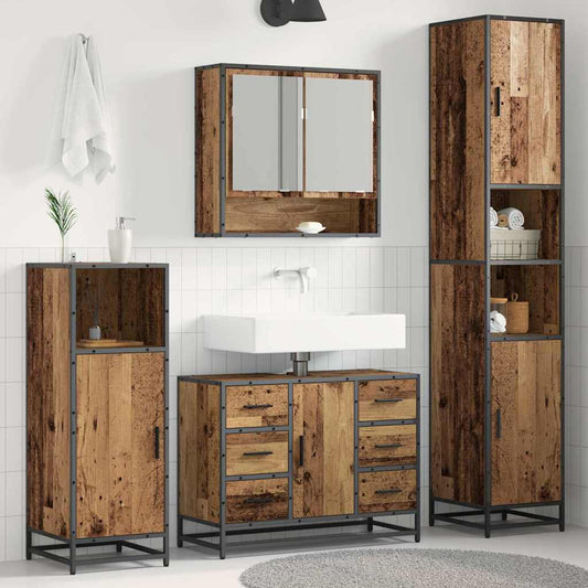Badezimmermöbel-Set 3 stk. Altholz 90 x 33 x 60 cm