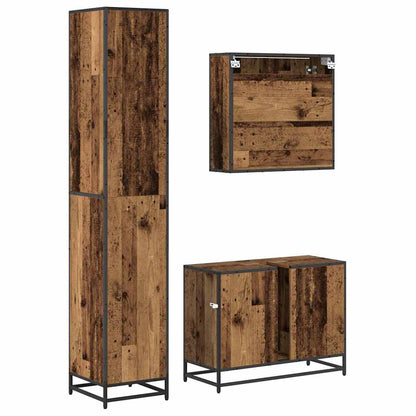 Badezimmermöbel-Set 3 stk. Altholz 90 x 33 x 60 cm