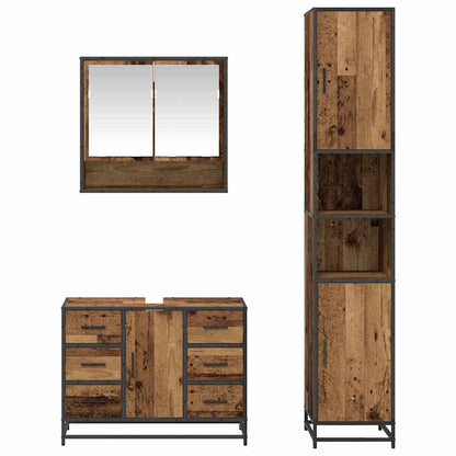 Badezimmermöbel-Set 3 stk. Altholz 90 x 33 x 60 cm