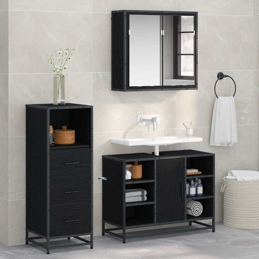 Badezimmermöbel-Set 3 stk. Altholz 35 x 37,5 x 166 cm