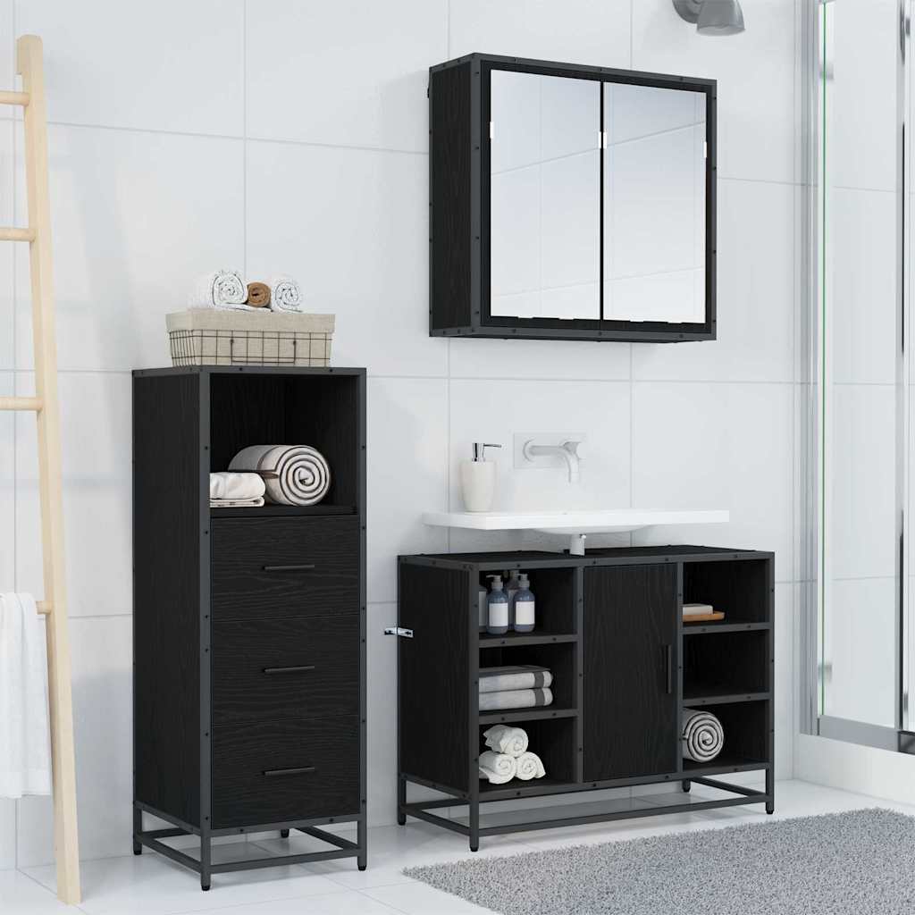 Badezimmermöbel-Set 3 stk. Altholz 35 x 37,5 x 166 cm
