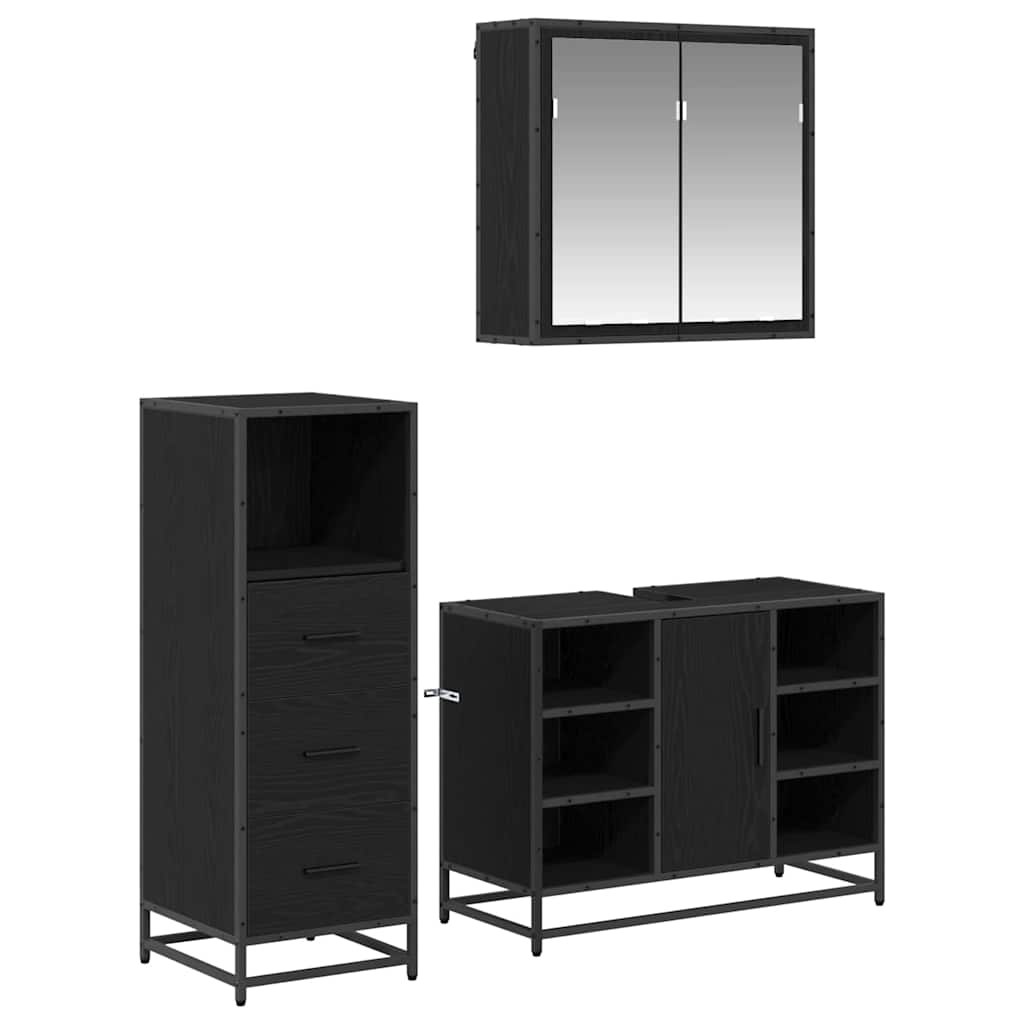 Badezimmermöbel-Set 3 stk. Altholz 35 x 37,5 x 166 cm