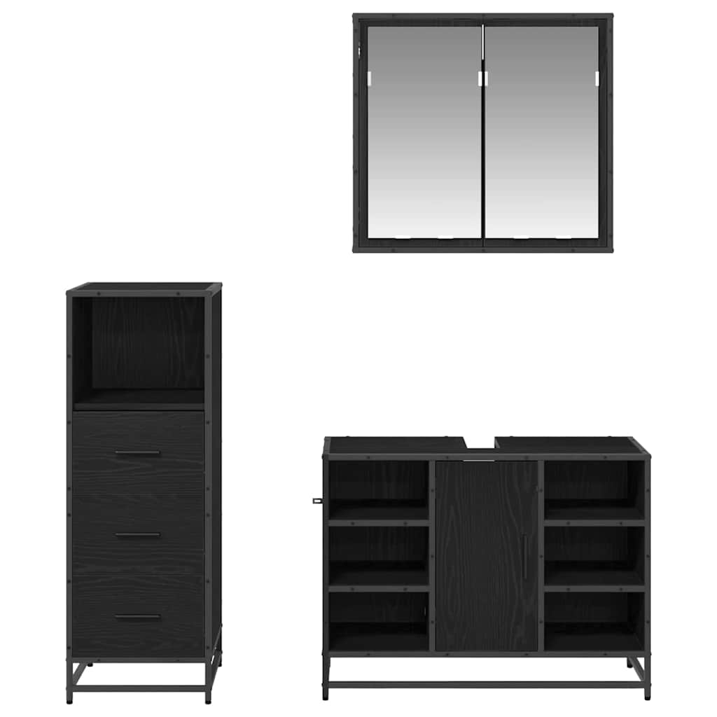 Badezimmermöbel-Set 3 stk. Altholz 35 x 37,5 x 166 cm