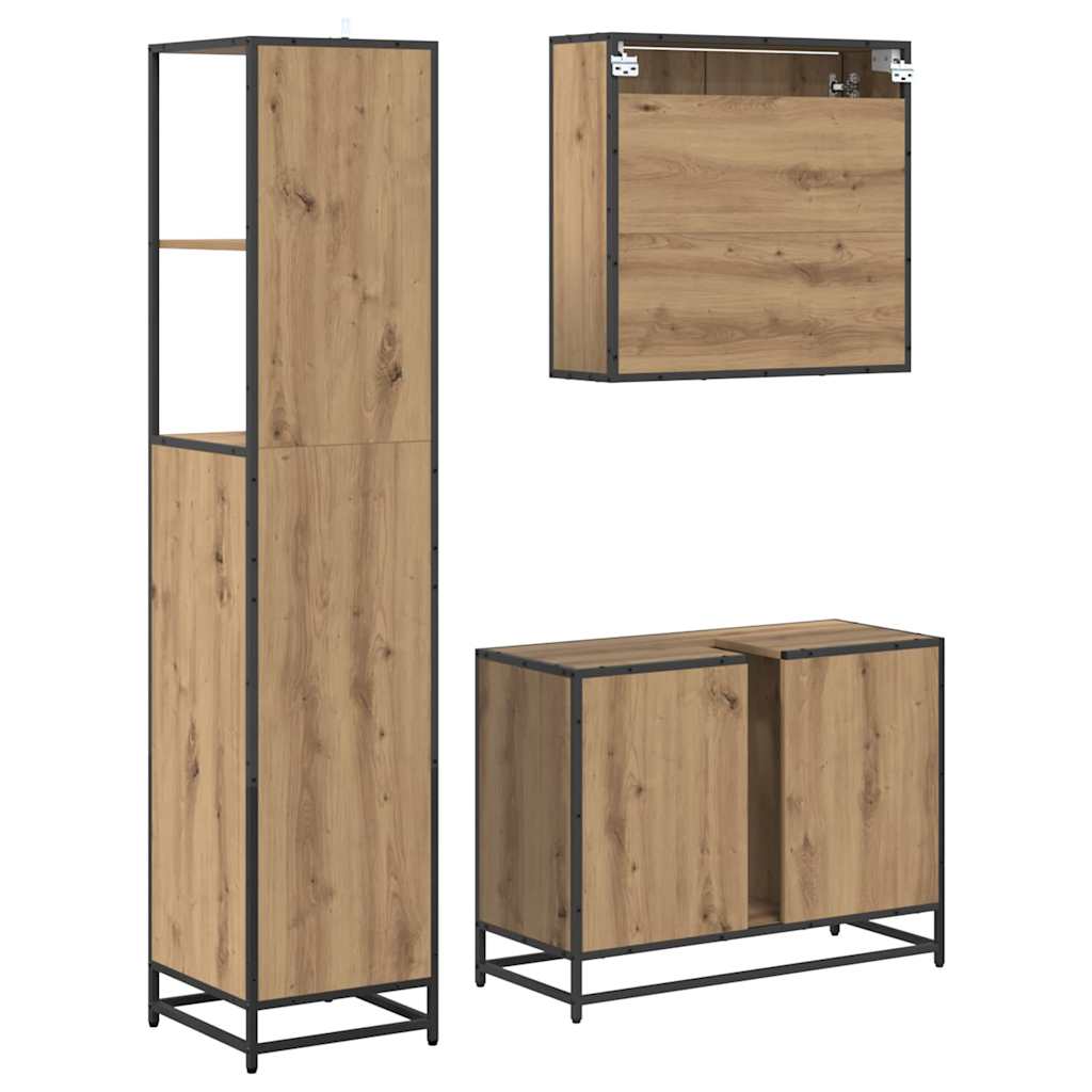 Badezimmermöbel-Set 3 Stk. Artisan-Eiche 35 x 37,5 x 166 cm