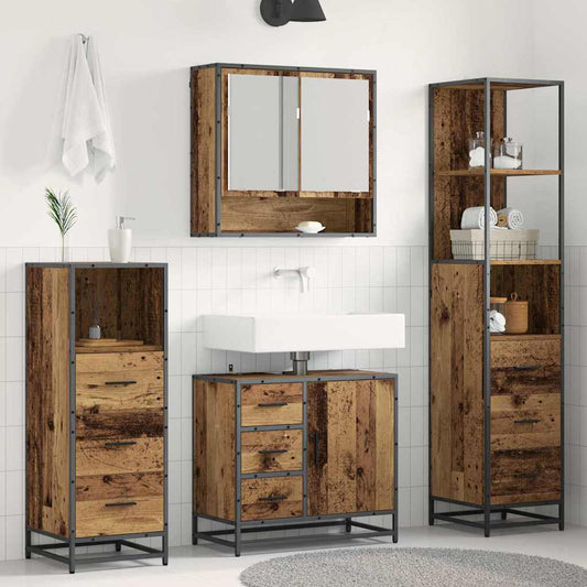 Badezimmermöbel-Set 4 stk. Altholz 65 x 33 x 60 cm
