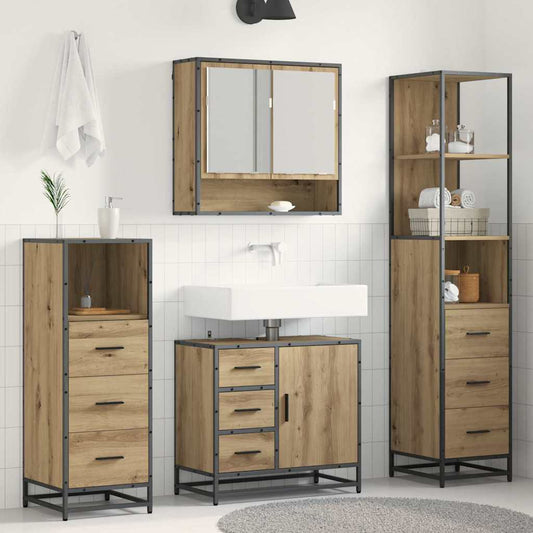 Badezimmermöbel-Set 4 stk. Artisan-Eiche 65 x 33 x 60 cm
