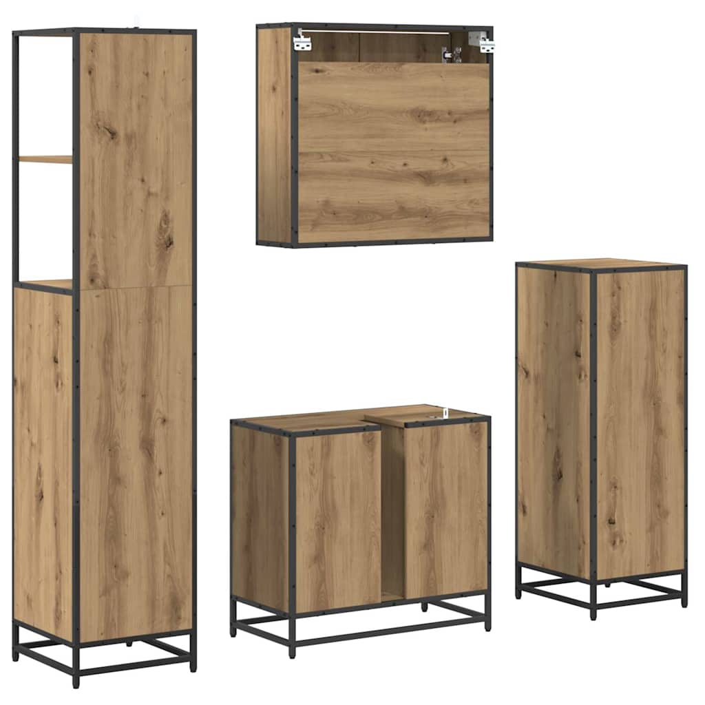 Badezimmermöbel-Set 4 Stk. Artisan-Eiche 65 x 33 x 60 cm